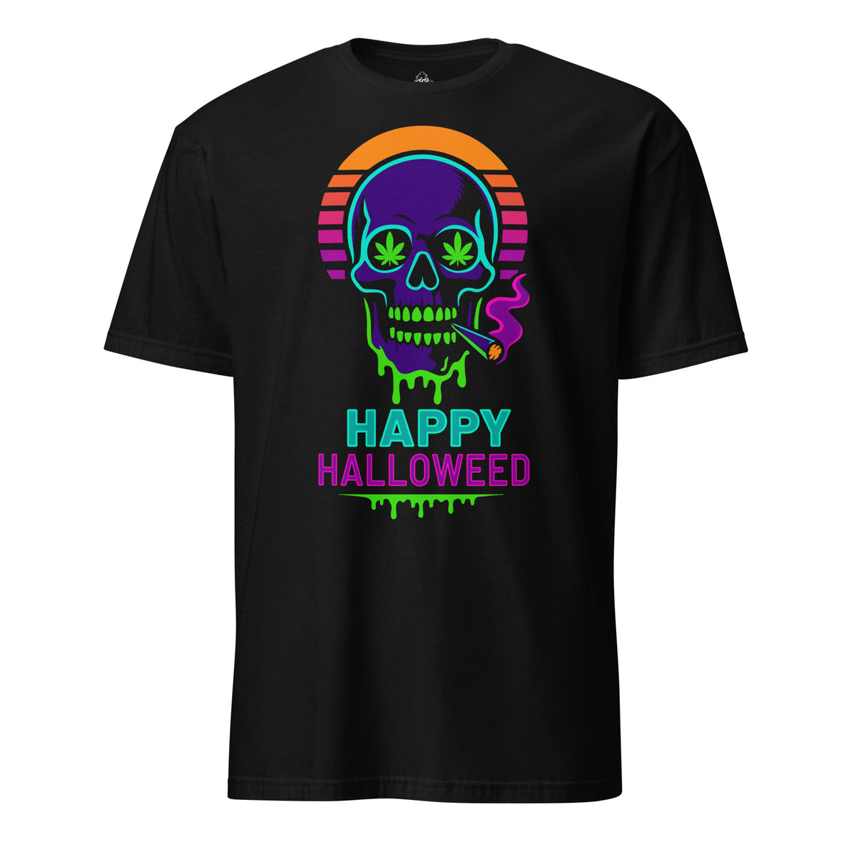 Retro 80s Happy Halloweed Cannabis T-shirt — front view