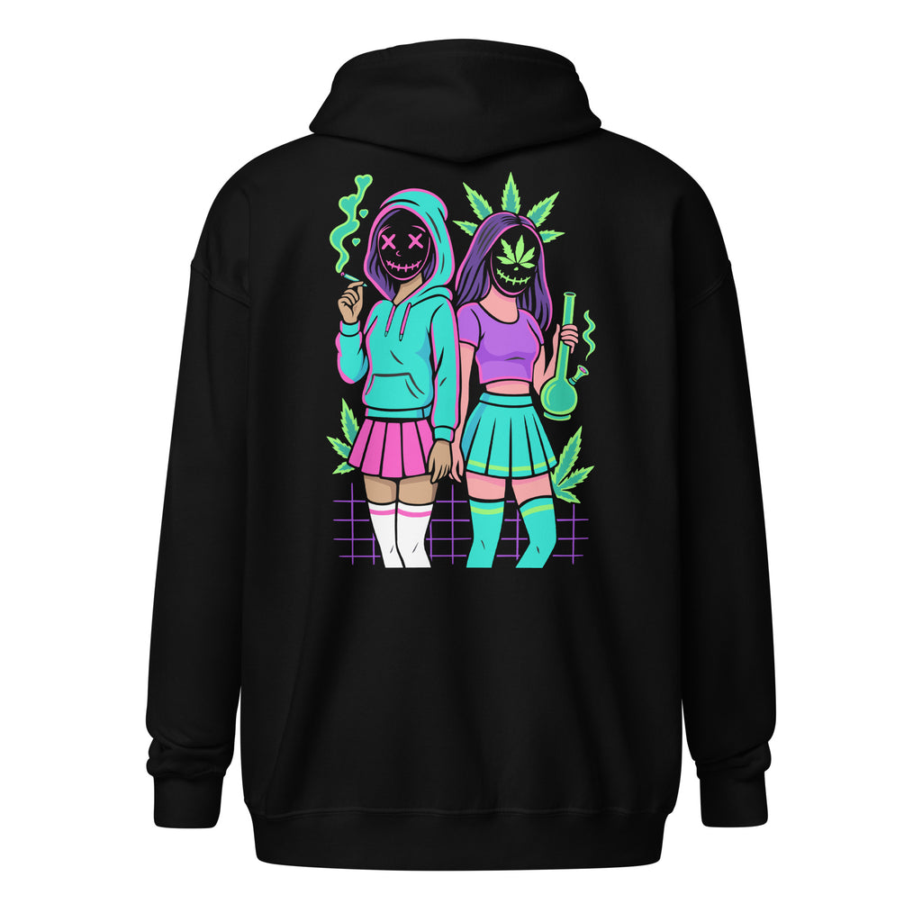 Purge Honey Cannabis Zip-Up Hoodie — back view